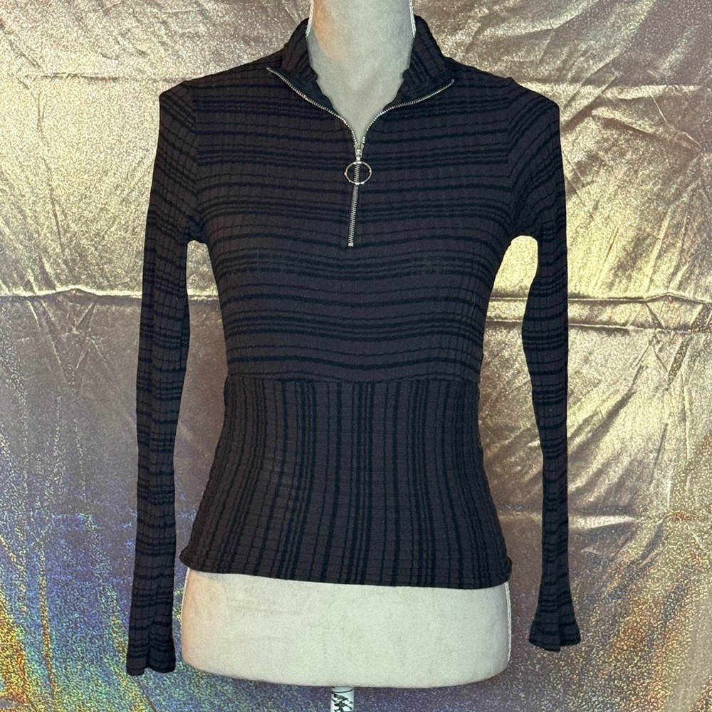Gilded Intent Black Striped Quarter Zip